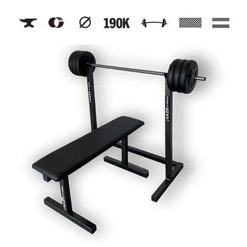 GazoFitness® Suport + bancă pentru împins + halteră (total 35 kg)