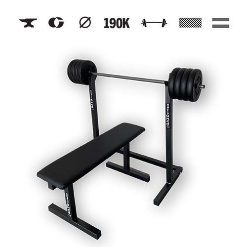 GazoFitness® Suport + bancă pentru împins + halteră (total 45 kg)