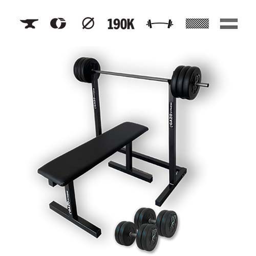GazoFitness® Suport + bancă + set Hardcore (total 57 kg)
