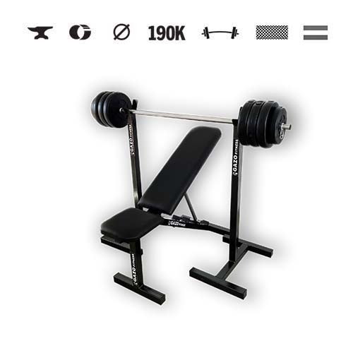 GazoFitness® Suport mobil + bancă rabatabilă + halteră (total 37 kg)